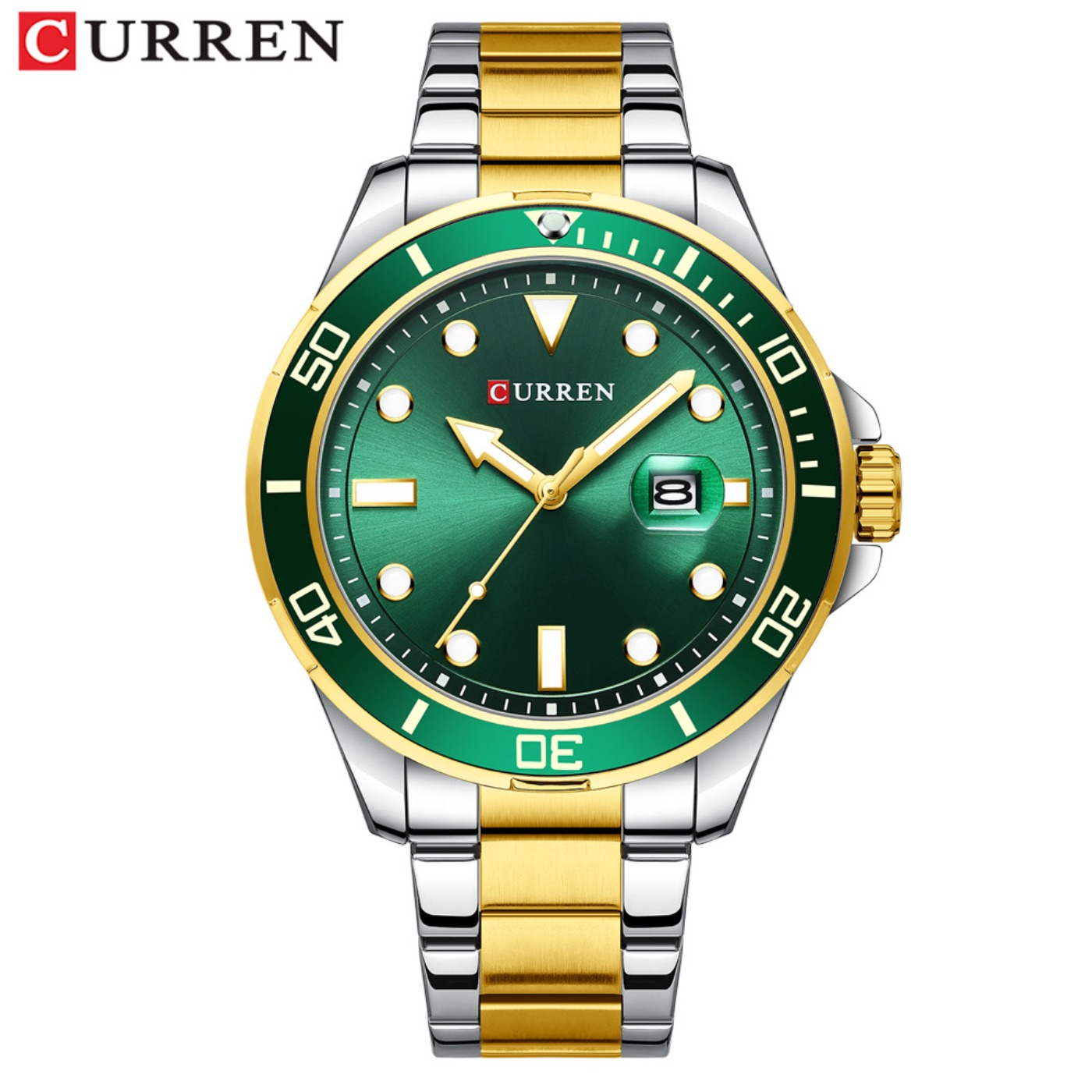 Luxury Watch Brands - CURREN ซีรีส์น้ำเขียวกรีนวอเตอร์โกสท์ใหม่แบรนด์นาฬิกาหรูระดับไฮเอนด์นาฬิกาอัตโนมัติผู้ชายเหล็กทั้งหมดนาฬิกาควอทซ์กันน้ำของขวัญ