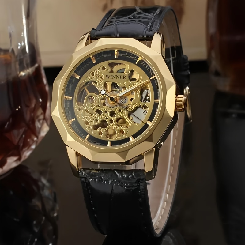 Luxury Watch Class - นาฬิกาจักรกลสำหรับนักธุรกิจสุดหรูระดับท็อป ดีไซน์โครงกระดูก สายหนัง นาฬิกาผู้ชายแฟชั่นลำลองและมีสไตล์ เครื่องประดับแฟชั่นสไตล์ยุโรป อเมริกา