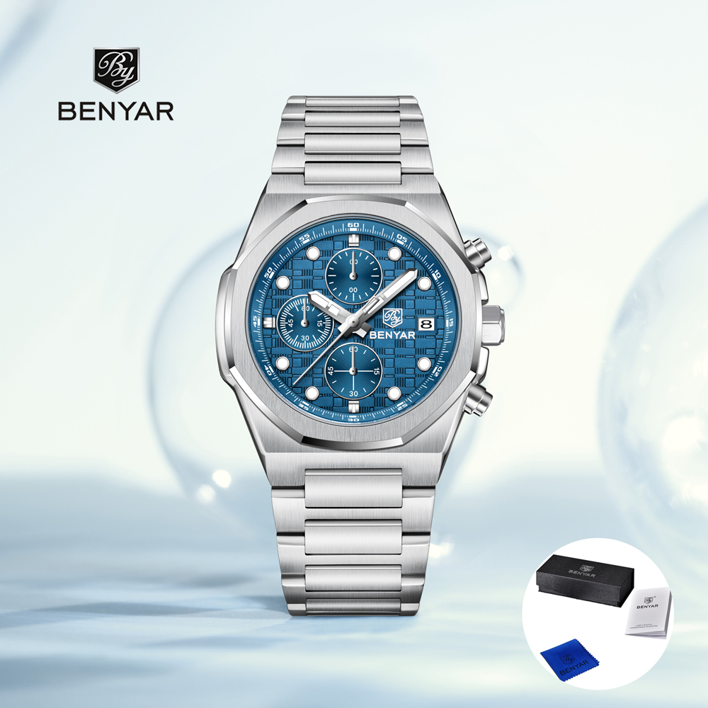Luxury Watch Wallpaper - นาฬิกาข้อมือผู้ชาย BENYAR รุ่นใหม่ปี 2025 นาฬิกาควอตซ์สุดหรู นาฬิกาโครโนกราฟสำหรับผู้ชาย
