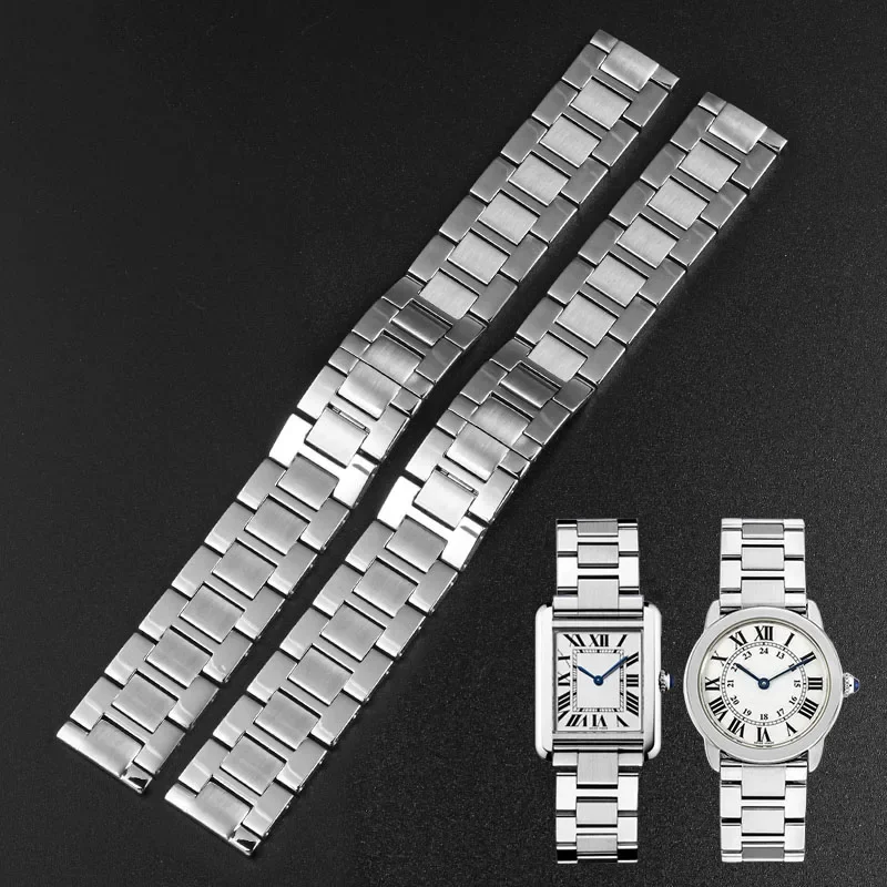 Luxury Watch Engraving - สายนาฬิกาเหล็กสำหรับนาฬิกา Cartier Tank Solo Ronde Series
