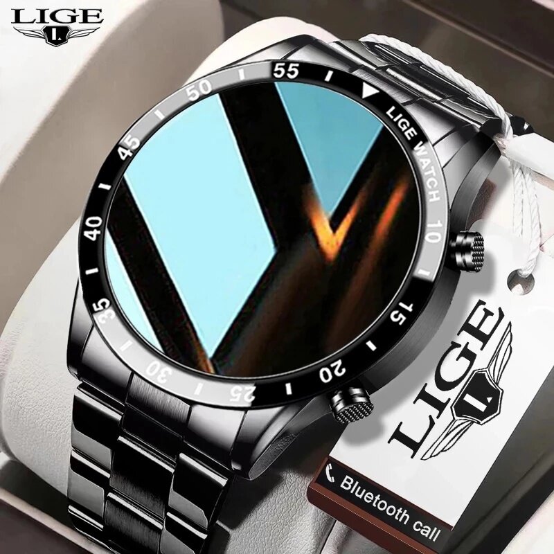 Luxury Watch Korea - LIGE นาฬิกาสมาร์ทวอทช์บลูทูธโทรออกได้ รุ่นใหม่ สำหรับผู้ชาย หน้าจอสัมผัสเต็มรูปแบบ ดีไซน์หรูหรา