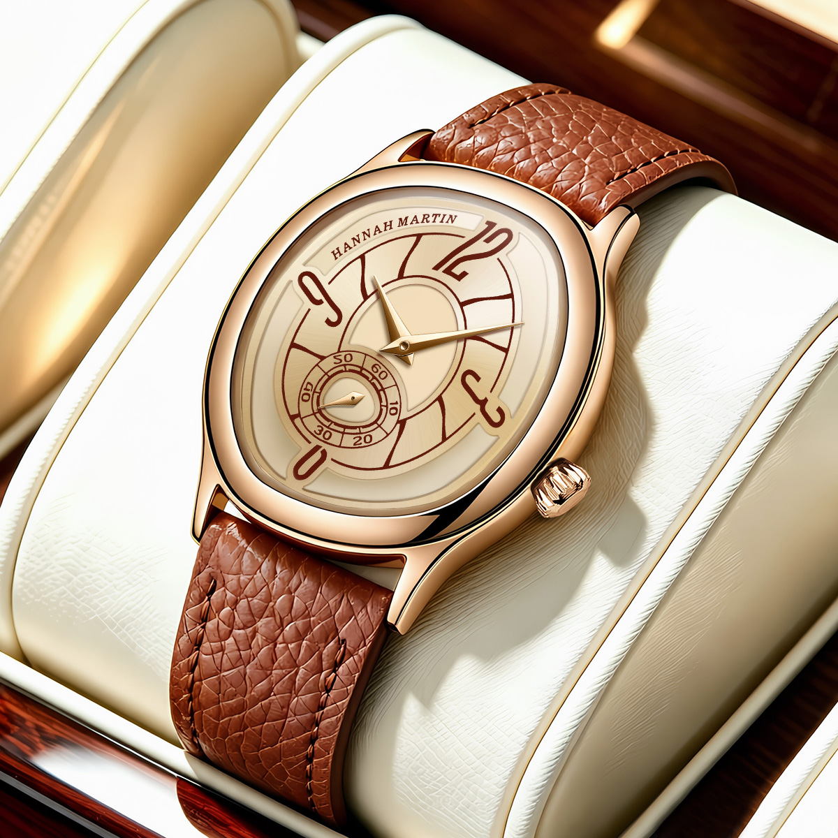 Luxury Watch Brands - นาฬิกาข้อมือ HANNAH MARTIN แฟชั่นหนังแท้ ขนาด 40