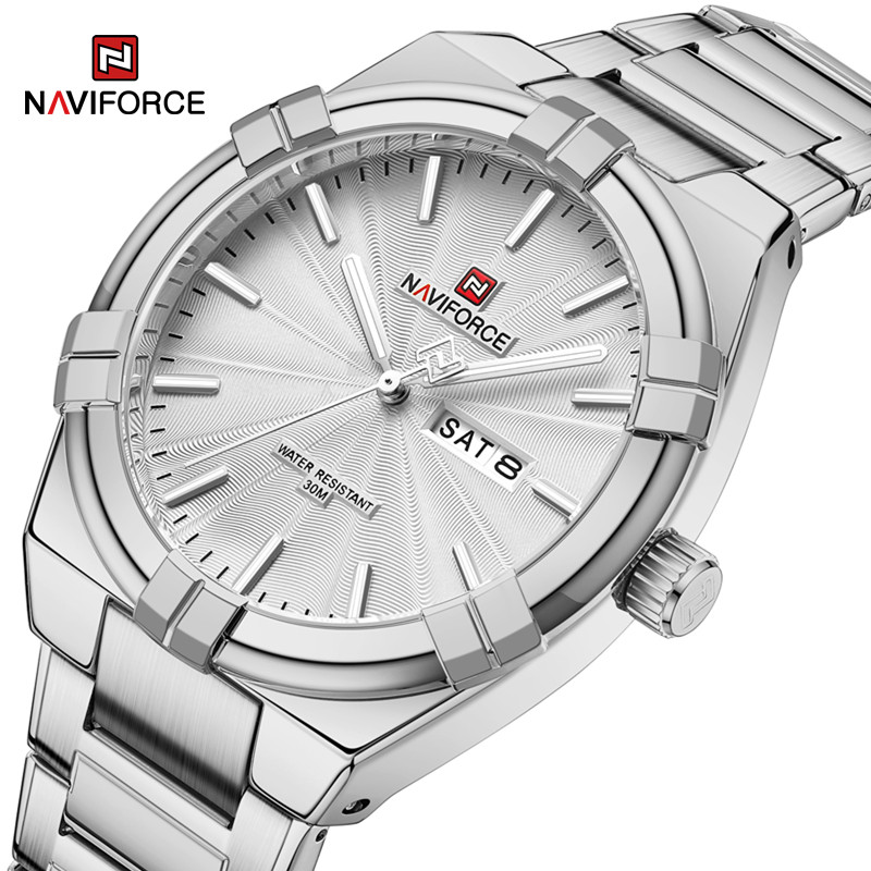 Luxury Watch Mockup - แบรนด์ชั้นนำ NAVIFORCE นาฬิกาผู้ชายนาฬิกาข้อมือควอตซ์สำหรับชายสแตนเลสนาฬิกากันน้ำแฟชั่นธุรกิจหรูหรา NF9218