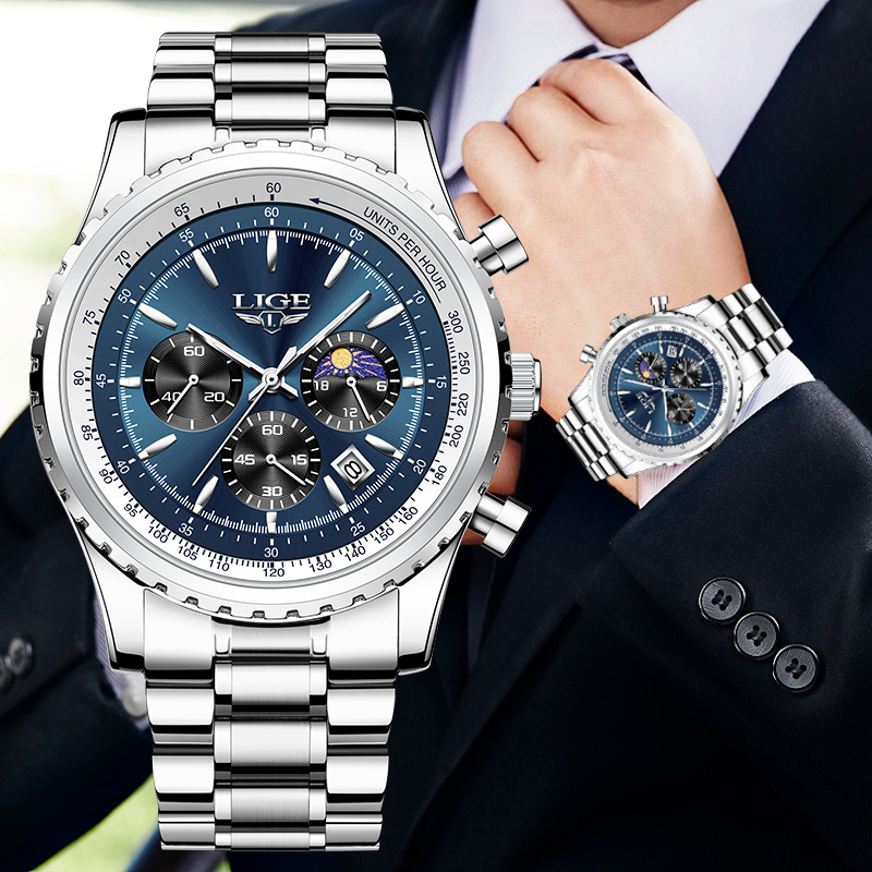 นาฬิกาควอทซ์หรูหราแบรนด์ Lige  - Luxury Watch Mockup บทวิจารณ์และราคา