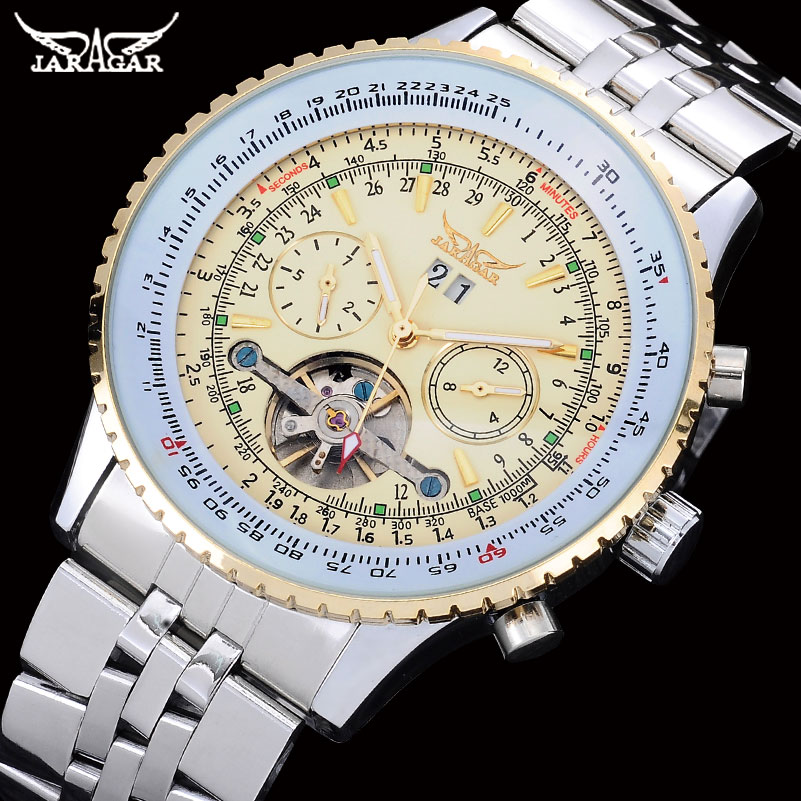 JARAGAR Mens นาฬิกาสแตนเลสหรูห - Tourbillon Movement Watch บทวิจารณ์และราคา