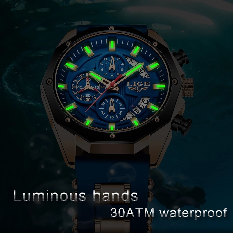 Lige นาฬิกาแฟชั่นผู้ชายแบรนด์ช - Luxury Watch Mockup บทวิจารณ์และราคา