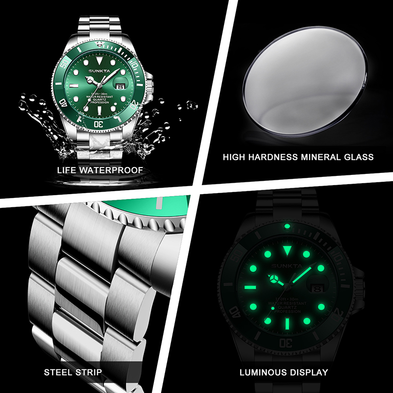 SUNKTA นาฬิกาผู้ชาย LIGE แบรนด - Luxury Watch Mockup บทวิจารณ์และราคา